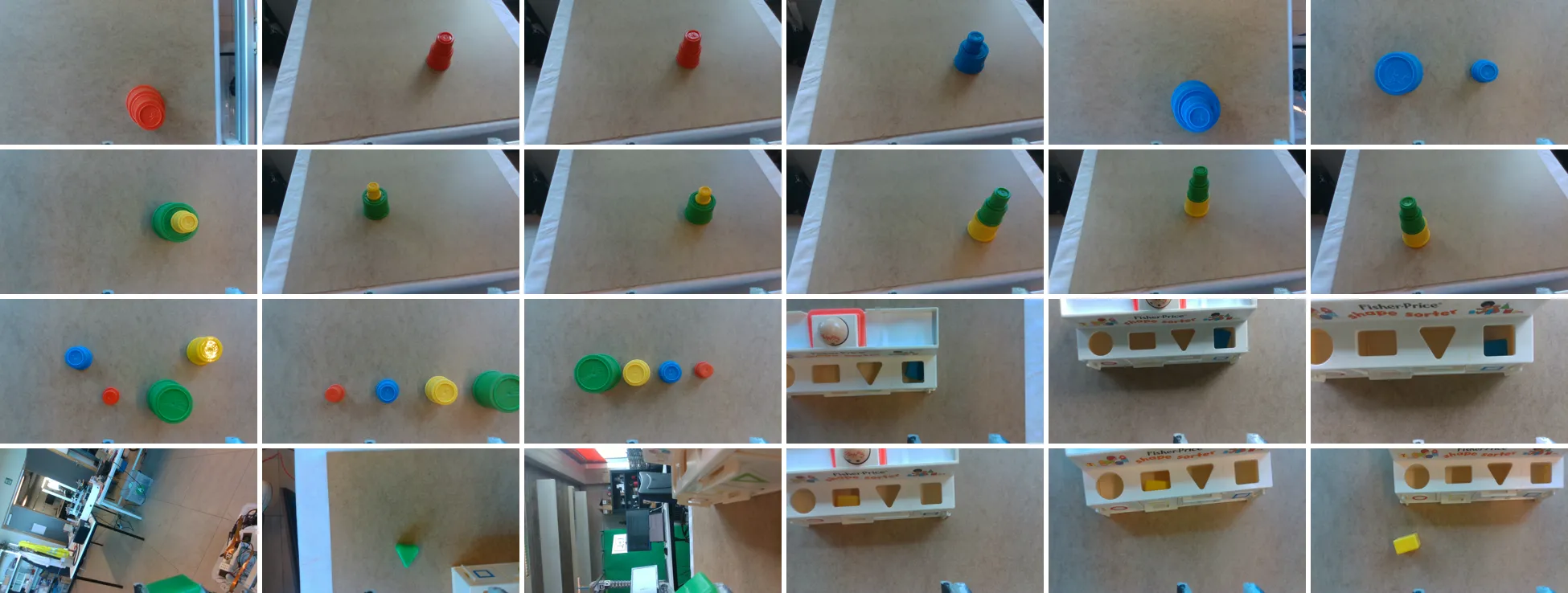Final wrist-camera frames of 24 trials